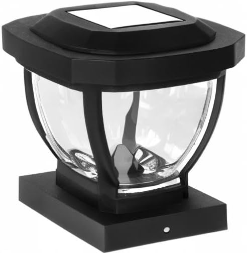 Home Zone Security Solar Post Cap Lights - Decorative Glass LED Outdoor Fits 3.5 x 3.5 in. Post Lights, Black (2-Pack)
