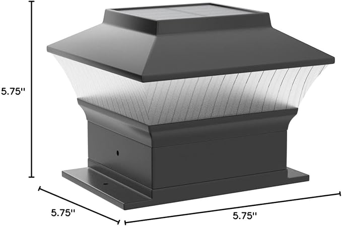 Solar Post Cap Lights, 4x4 4x6 Fence Post Light Solar Powered, 25 Lumens Deck Post Light Outdoor, 3000K Warm Light, IP65 Waterproof, Black - 2 Pack