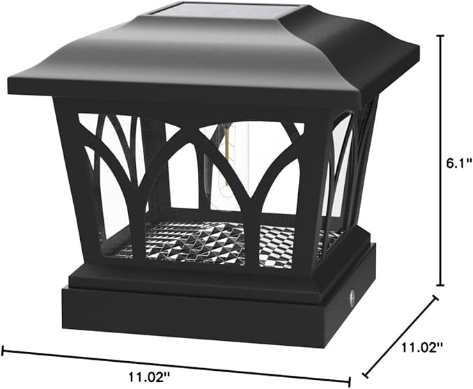 VOLISUN Solar Post Cap Lights Outdoor 8Pack, with Edison LED Bulbs, 2 Brightness Setting, Fence Post Lights Solar Powered for Garden Fence Deck Mailbox Yard Porch, Fits 4x4 6x6 Posts(Slate Black)