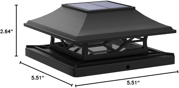 VOLISUN Solar Post Cap Lights: 12 - Pack Outdoor Deck Post Cap Lights Black for Dock Fence Waterproof 2 Color Modes,4x4/6x6 Wooden/Vinyl Posts