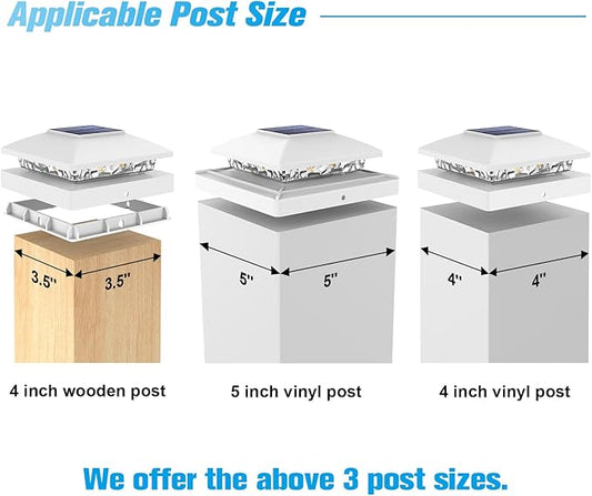 VOLISUN 4x4 Solar Post Cap Light 6pack,Solar Fence - Post Lights Outdoor Waterproof for Wooden/Vinyl Post,White Deck Post Cap Light Solar Powered with Warm White for Garden/Patio/Porch
