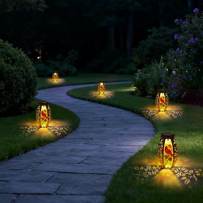 STARSOUL Solar Lantern Outdoor Waterproof, Hanging Solar Lantern for Patio Garden Yard Decor, Cardinal Gift for Mom Grandma, Cardinal Outdoor Decor