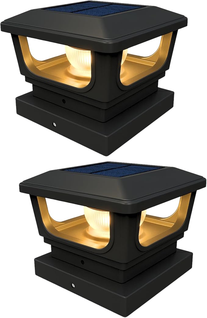 Brighticonic Solar Post Cap Lights Outdoor for 4x4, 3x3 – Auto On/Off Post Lights Solar Powered - Easy Install, IP65 Waterproof Deck & Fence Lights – Long Lasting Battery – 120 Lumen, WarmWhite - 4pck
