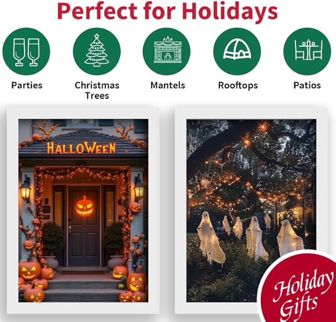 18ft Halloween LED String Lights, Waterproof Timer Lights