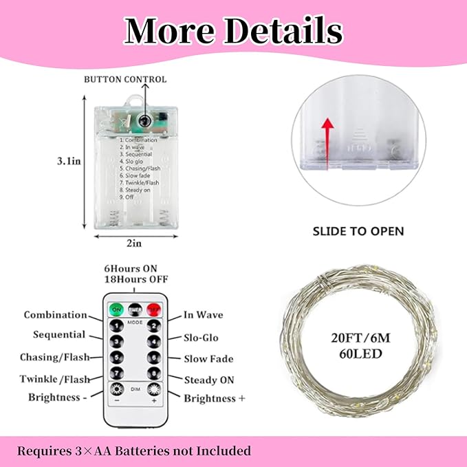 4-Pack 80ft Christmas LED String Lights, Waterproof Timer Lights