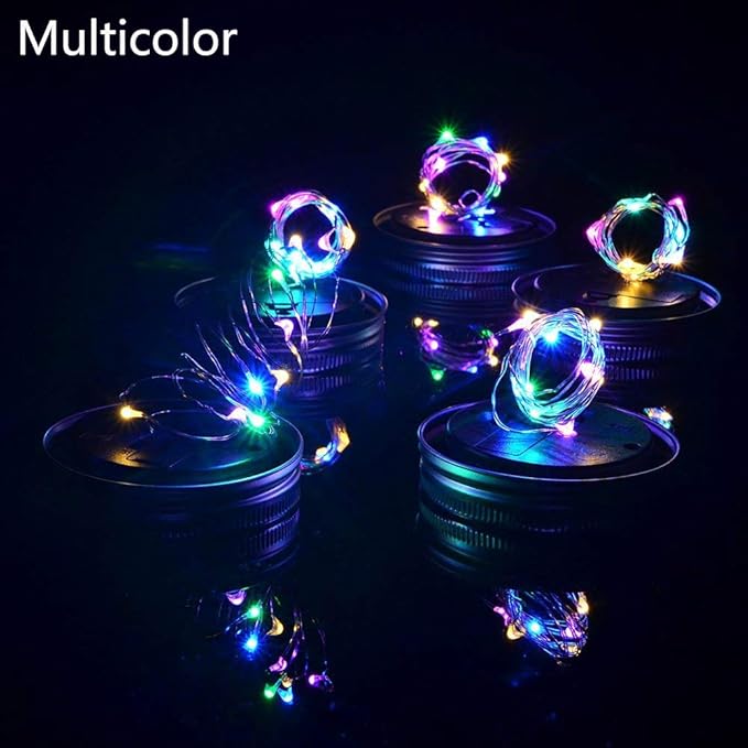 YJFWAL Updated Solar Mason jar Lights, 8 Pack 30 Led Waterproof Fairy Firefly jar Lights, with 8 Hangers(NO Jars) for Regular Mouth Jars, Patio Yard Garden Wedding DIY Decor, Summer Gifts(Multicolor)