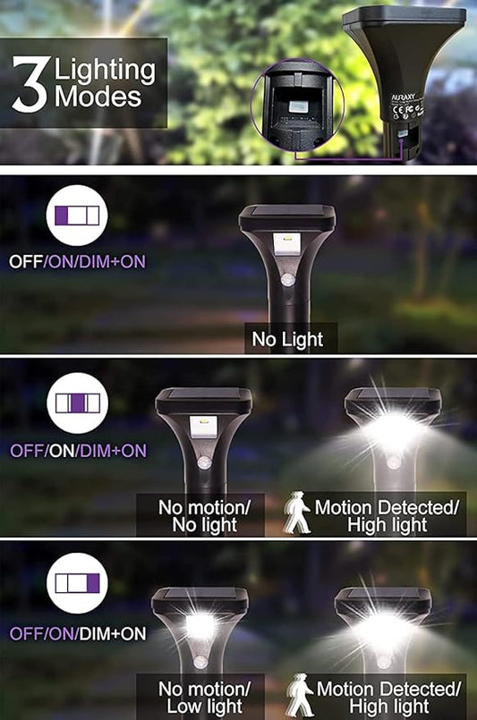 Solar Outdoor Lights with Motion Sensor – Waterproof LED Pathway Lights for Yard, Garden, Walkway, Driveway – Auto On/Off, Easy Installation (4 Pack)