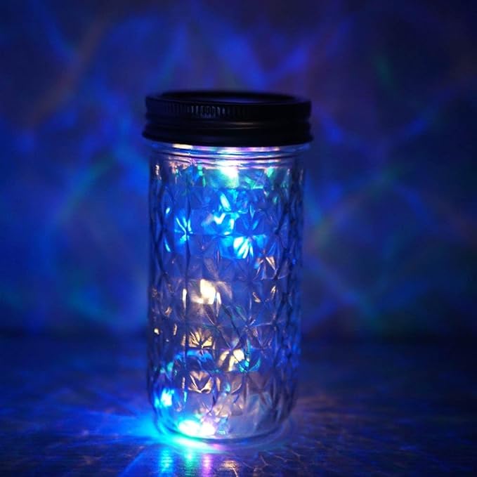 Miaro 6 Pack Mason Jar Lights, 20 LED Solar Colorful Fairy String Lights Lids Insert for Garden Deck Patio Party Wedding Christmas Decorative Lighting Fit for Regular Mouth Jars …