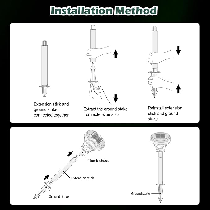 Solar Pathway Lights 12 Pack, Outdoor Solar Garden Yard Light RGB Color Changing+Warm White IP67 Waterproof, Solar Powered Garden Lights for Walkway Yard Backyard Lawn Landscape