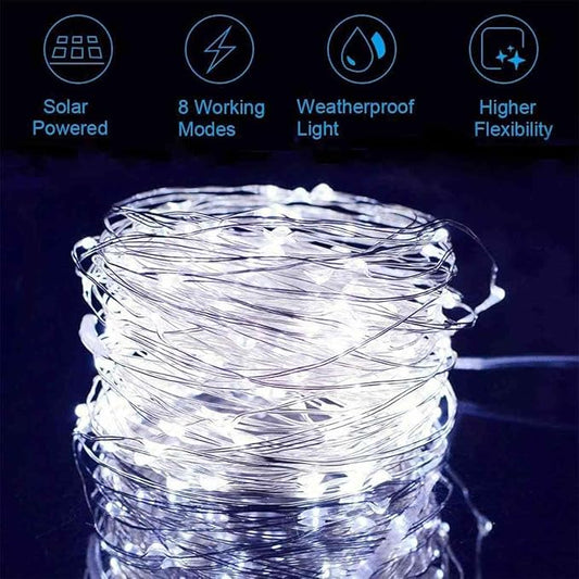 2 Pack Fairy Lights Solar Operated -39ft 100 LED Silver Wire String Lights Waterproof Mini Firefly Lights for Bedroom, Wedding, Mason Jars, DIY, Crafts, Christmas Garlands, Party Decor