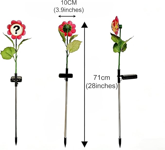 Personified Bobble Face Wind Spinners Sunflower Solar Fairy Light Outdoor with Funny Sheep Face - Garden Decor, Waterproof Auto-On/Off Pathway, Lawn, Yard Stake Light for Decorations - Single Pack