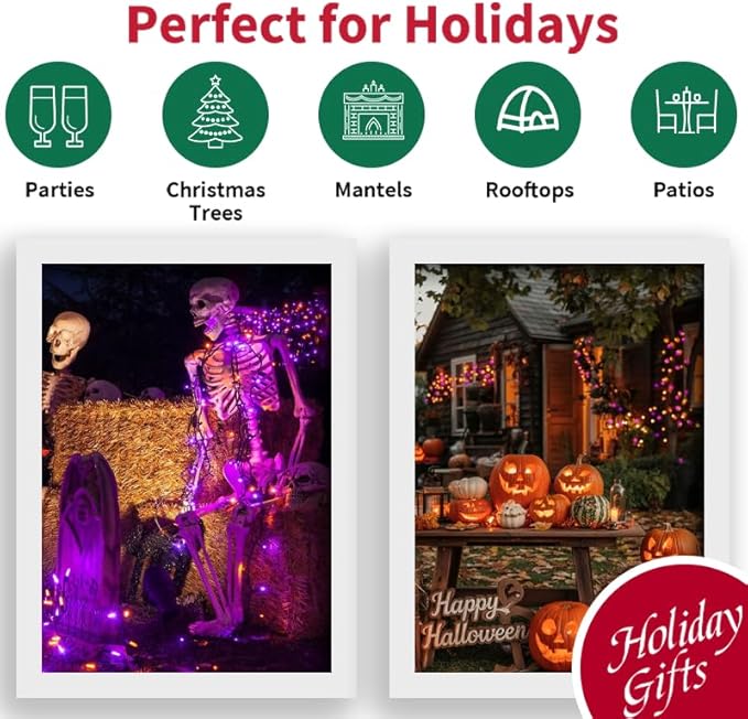 Halloween Patio String Lights, 16ft 50 LED Waterproof