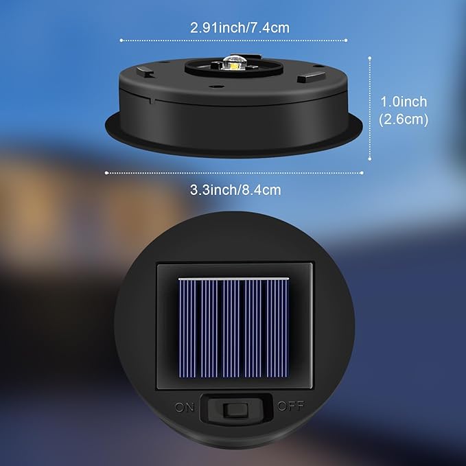 4 Pack Solar Lights Replacement Top (Top Size 3.3inch, Bottom Size 2.91 inch) Solar Lantern Light Lids, Waterproof Replacement Parts for Outdoor Lanterns (Warm White)