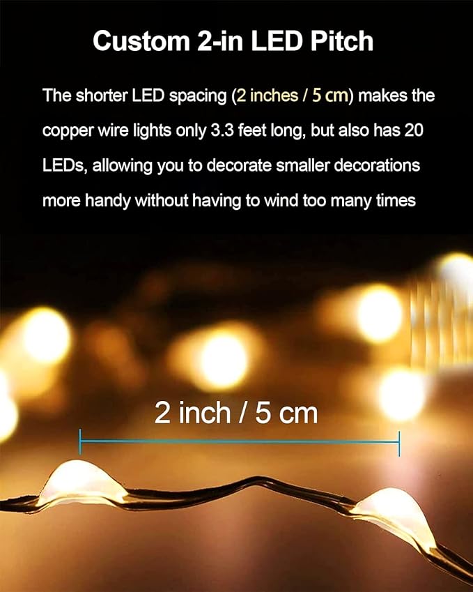 20-Pack 20 LED Christmas Twinkle Lights, 3ft Waterproof for Yard