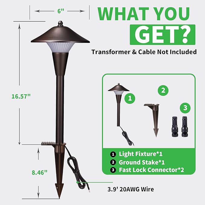 Hardwired Landscape Path Lights, Warm & Cool White Selectable Pathlight 12V, Low Voltage Walkway Light Waterproof, 5W 200LM ORB Metal Outdoor Lighting for Driveway Garden Sideway (6 Pack)