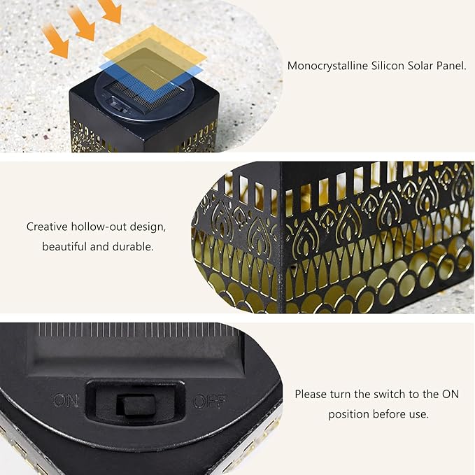Retro Solar Table Lantern Outdoor Waterproof, Solar Projection Desk Lamp for Courtyard Metal Tabletop Light Desktop Decorative Lamp-Atmosphere Landscape Garden Light(Colorful)