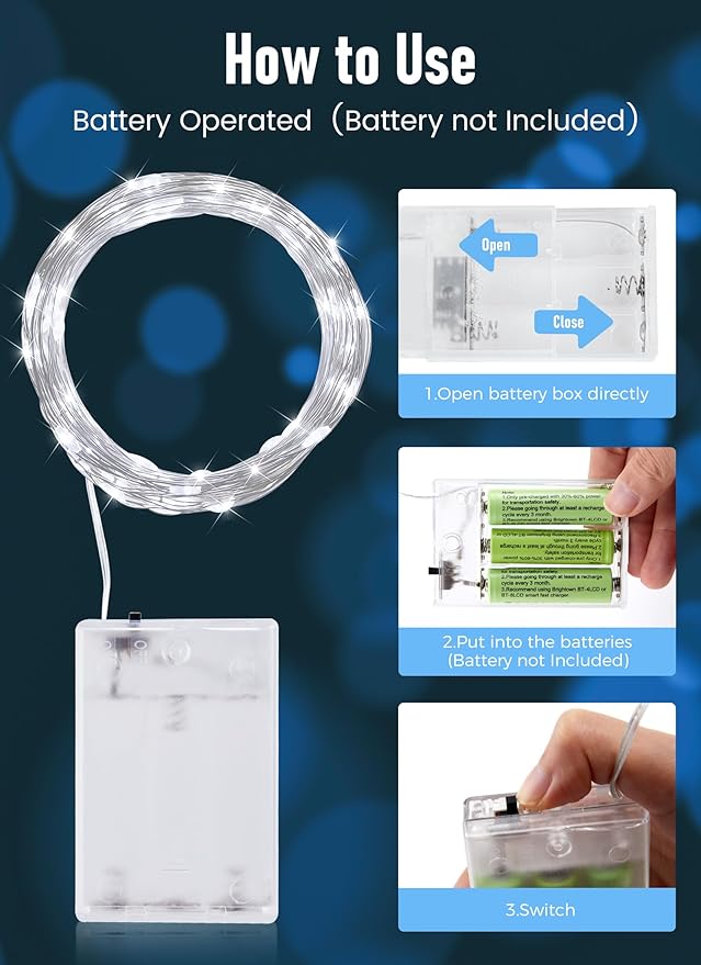 4-Pack 33ft Christmas LED String Lights, Waterproof Timer Lights