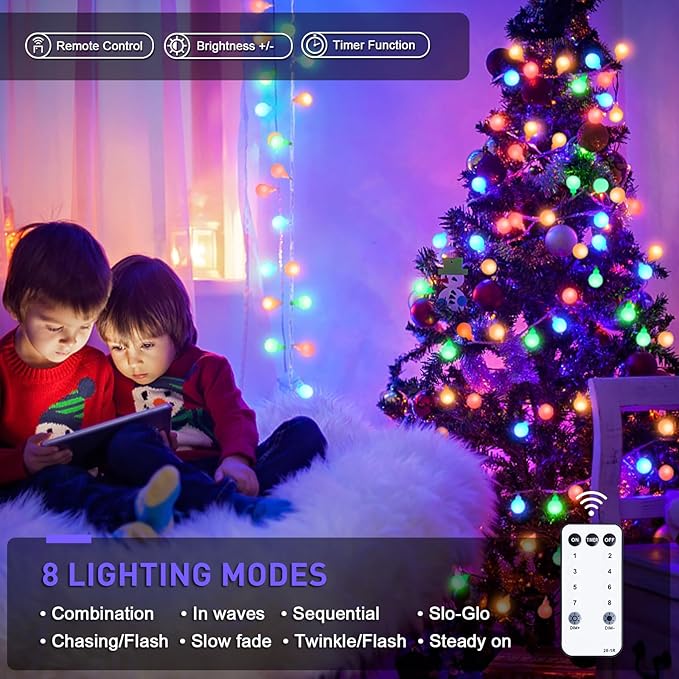 Christmas String Lights, 33ft 100 LED Waterproof Twinkle Lights