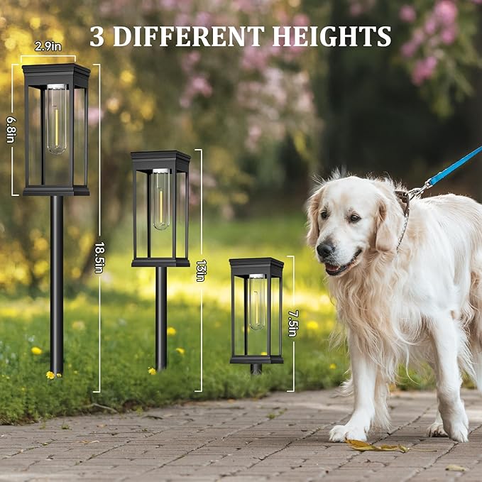 8 Pack Solar Pathway Lights Outdoor, IP65 Waterproof Solar Lights Outdoor ,Auto On/Off Walkway Landscape Lighting, Warm White LED for Garden, Yard, Driveway, Patio Landscape Decor