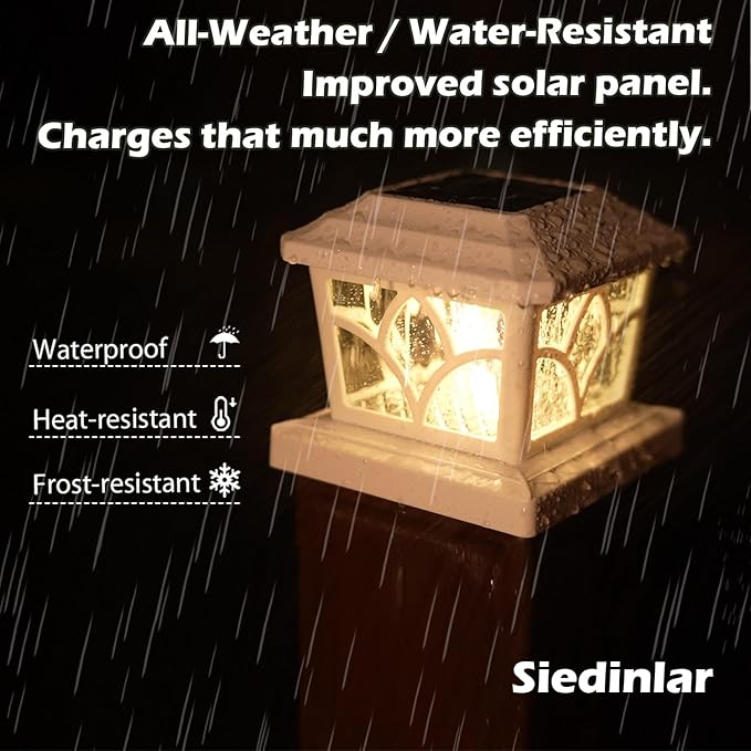 SIEDiNLAR Solar Post Cap Lights Outdoor 4 Modes 40 LEDs Aluminum Glass Fence Post Light for 4x4 5x5 6x6 Vinyl Wooden Posts Deck Patio Decor, Warm White & Cool White Dynamic Lighting White (1 Pack)