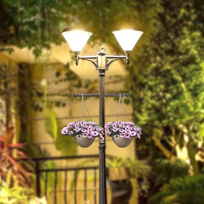 Lamp Post Cross Arm 16 inch Steel Lamp Post Cross Bar Ladder Rest Post Cross Arm Replacement for Outdoor Lamp Post (Black 2 Pack)