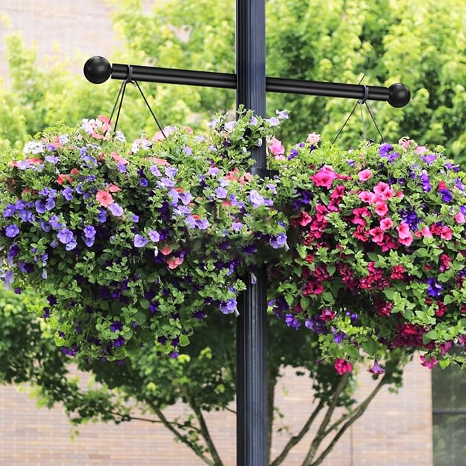 Angoily Steel Lamp Post Cross Arm Ladder Frame 16 Inch Outdoor Light Pole Cross Bar Replacement with Removable Knobs Corrosion Resistant for Front Yard Post Lights
