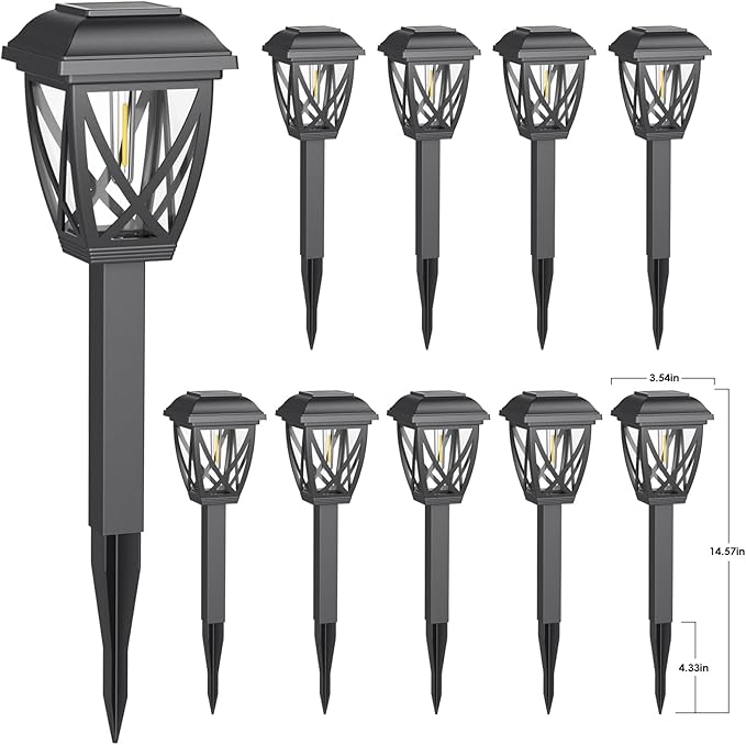 Derynome Solar Lights Outdoor, 10 Pack Waterproof Solar Pathway Lights for Outside, Outdoor Light for Garden, Yard, Patio, Landscape, Planter, Walkway Decor