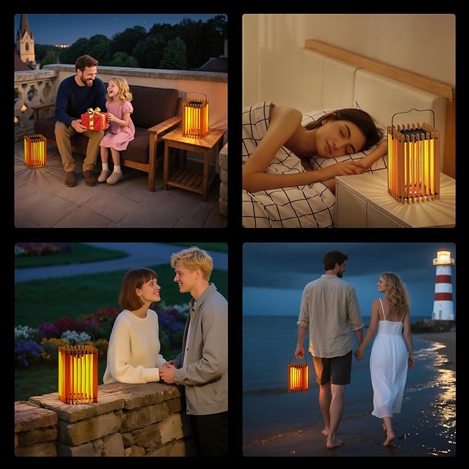 2 Pack 13" Solar Lantern Outdoor Waterproof IP44 Outside Lights LED Hanging Rattan Lamp for Patio Garden Decor Porch Yard Table Top Decorative