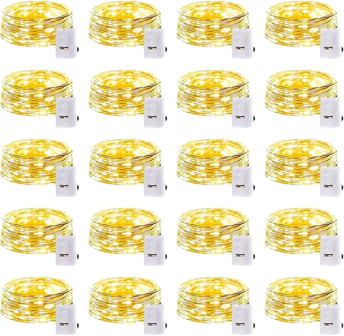 20-Pack 20 LED Christmas Twinkle Lights, 7ft Waterproof for Porch