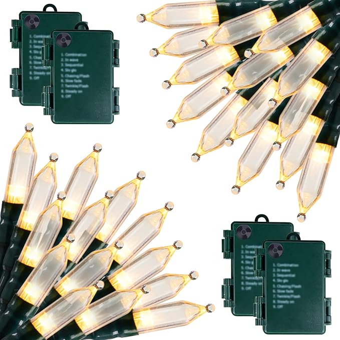 Christmas Patio String Lights 4-Pack, 20 LED Waterproof