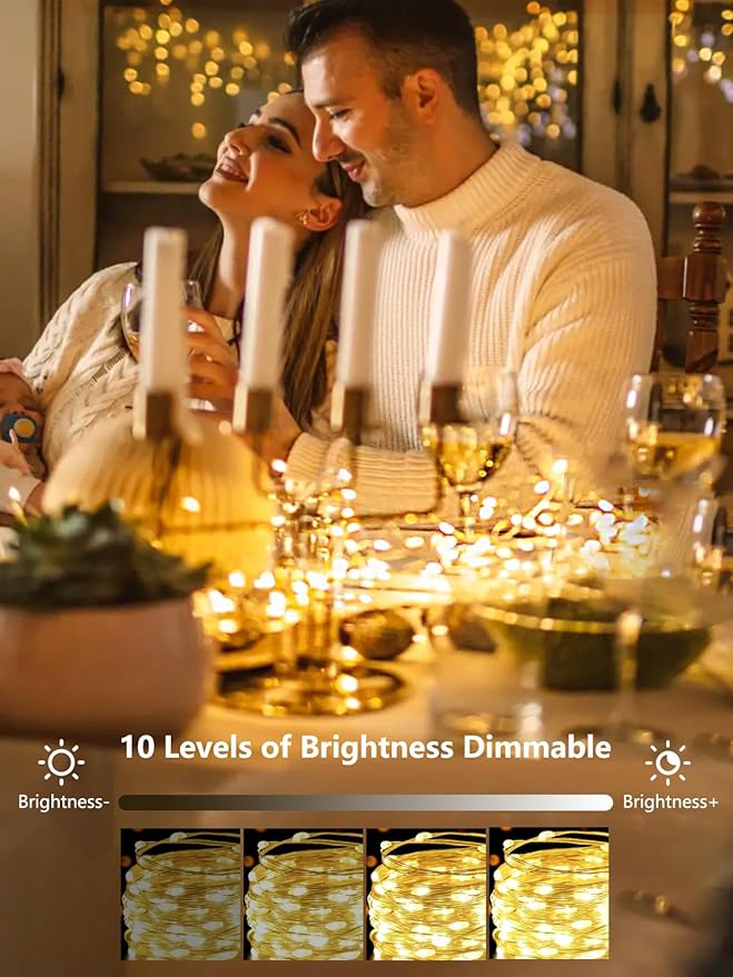 100 LED Fairy Lights Battery Operated with Remote, 33FT Waterproof Twinkle Lights with Timer & 8 Modes, Fairy String Lights Outdoor Indoor for Bedroom Classroom DIY Christmas Decor (Warm White)
