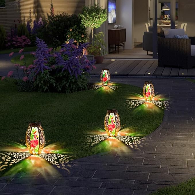 STARSOUL Solar Lantern Outdoor Waterproof, Hanging Solar Lantern for Patio Garden Yard Decor, Flamingo Garden Decor, Flamingo Gift for Women