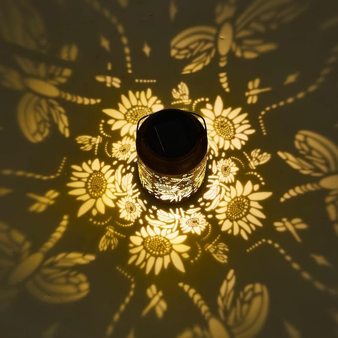 Sunflower Solar Lantern, Chrismas Gifts, Outdoor Waterproof LED Decorative Garden Lights for Lawn, Landscape, Patio, Porch Hanging Solar Lights for Women, Ladies, Mom, Grandma