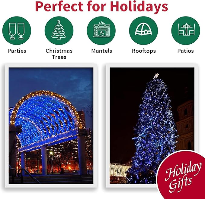 20ft Christmas LED String Lights, Waterproof Timer Lights