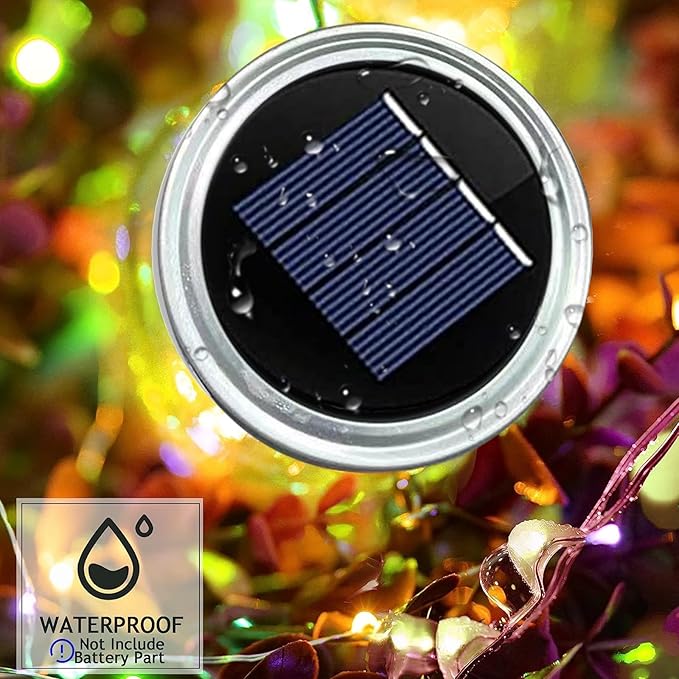 Solar Lights Replacement Top Parts for Outdoor Solar Watering Can Hanging Lanterns with 90 LED String Lithgs Detachable Connector (Warm White ) (2PCS for Mason Jar)