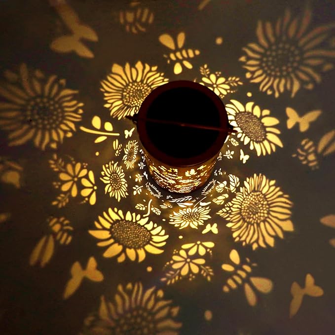 Sunflower Solar Lanterns Outdoor Waterproof Hanging Lights, Sunflower Gifts for Women Mom Grandma, Metal Solar Decorative Lanterns for Yard Patio Porch Balcony Garden Decor