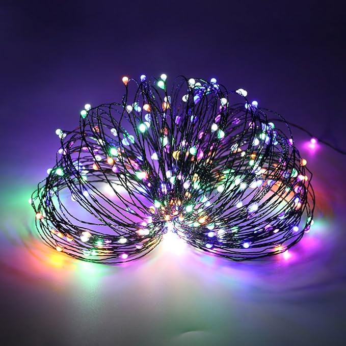4 Pack Fairy Lights Battery Operated, 16.4 Ft 50 LED Starry Fairy Lights with Auto Timer Dark Green Copper Wire Twinkle Lights for Wedding Bedroom Christmas (Multicolor)