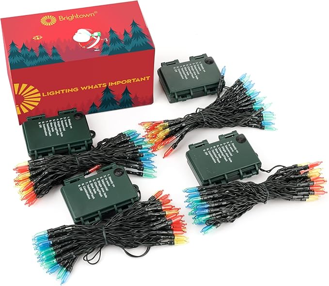 Christmas Patio String Lights 4-Pack, 50 LED Waterproof