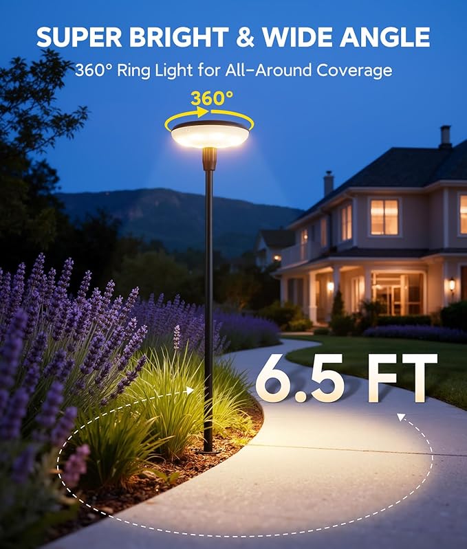 LETMY Solar Pathway Lights Outdoor, 8 Pack Durable Metal Solar Path Lights, Auto On/Off Garden Lights Solar Powered, IP65 Waterproof Solar Lights Outdoor for Landscape, Path, Garden, Patio, Driveway