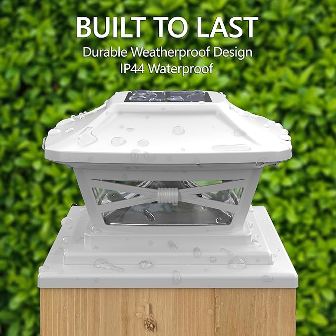 Davinci Lighting Renaissance Solar Outdoor Post Cap Lights - Includes Bases for 4x4 5x5 6x6 Posts - Bright LED Light - Pearl White (4 Pack)