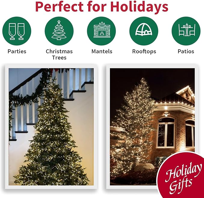 Christmas Twinkle Lights, 21ft Waterproof for Backyard