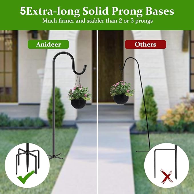 2-Pack 48" Shepherd's Hooks, Heavy-Duty Garden Stakes