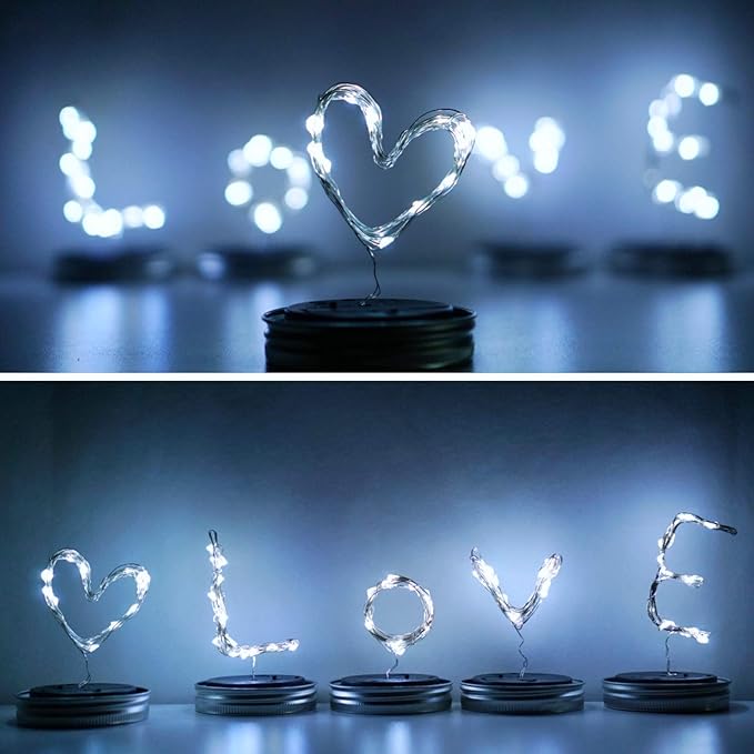 30LED Solar Mason Jar Lights, 8 Pack Jar Lid String Lights (No Jars), Waterproof Fairy Firefly Light for Garden, Patio, Outdoor, Yard, Lawn Decor(Cool White)