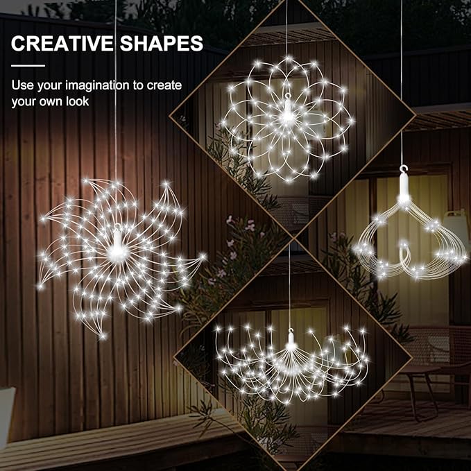 5 Pack 1000 LED Plug in Firework Lights Starburst Lights for Christmas Garden/Patio/Wedding/Party/Bedroom Outdoor or Indoor Decor,Waterproof Twinkle Light with 8 Modes(Cool White)