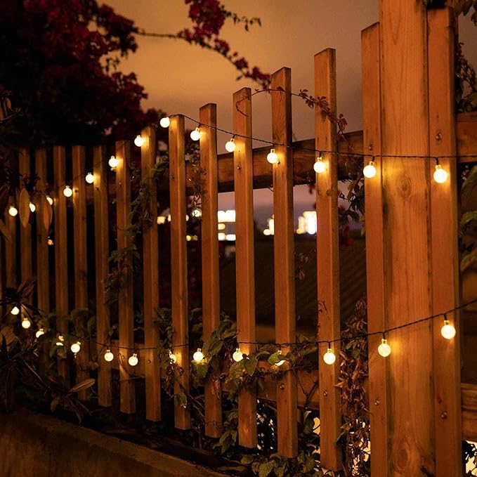 Solar String Lights Outdoor 60 LED 36FT with 8 Lighting Modes, Waterproof Solar Powered Crystal Globe Patio Lights for Garden Yard Porch Wedding Party Decor (Warm White)