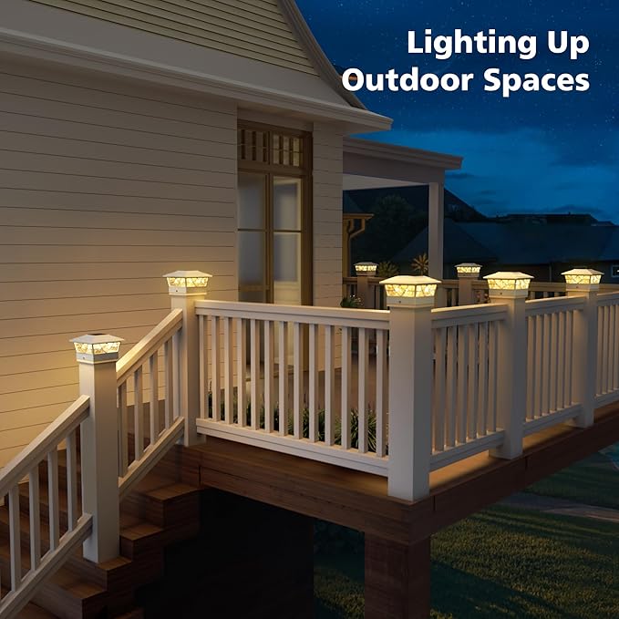 NIORSUN Solar Post Lights Outdoor 12 Pack, 2 Modes LED, Deck Fence Post Solar Lights for 3.5x3.5 4x4 5x5 5.5x5.5 Caps Patio Garden Decoration, White