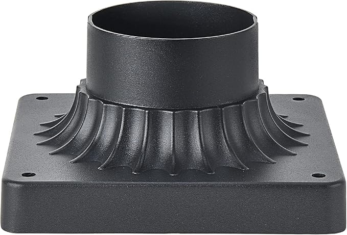 3 Inch Outdoor Post Light Base, Black Pier Mount Base, Universal Square Lamp Post Base, Heavy Duty Pole Mount Adapter for Exterior Garden Patio Driveway Yard Light Post, 1PK