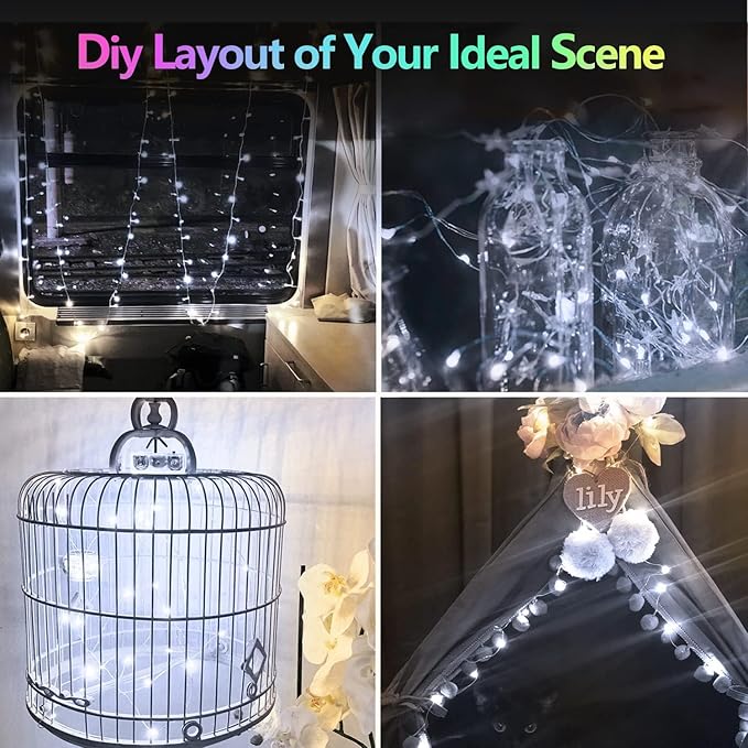 4 Pack 60 LED Christmas Fairy Lights Battery Operated with Timer, 20FT Waterproof Twinkle Lights Indoor Outdoor, String Lights for Bedroom, Wedding, DIY, Centerpiece, Christmas Decorations(Cool White)