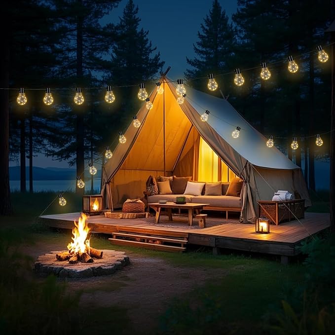 20 Hanging Bulb Battery Operated String Lights, 100 LED Vintage Battery Outdoor Lights for Patio, Waterproof Indoor Outdoor String Lights for Bedroom, Patio, Camping, Wedding, Party Decor