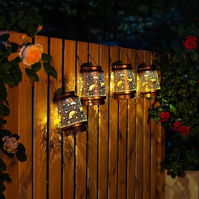 Cat Solar Lanterns Outdoor Waterproof Hanging Solar Lights Cat Gifts for Women Men Metal Decorative LED Cat Lanterns for Garden Decor,Yard,Patio,Lawn,Pathway,Landscape